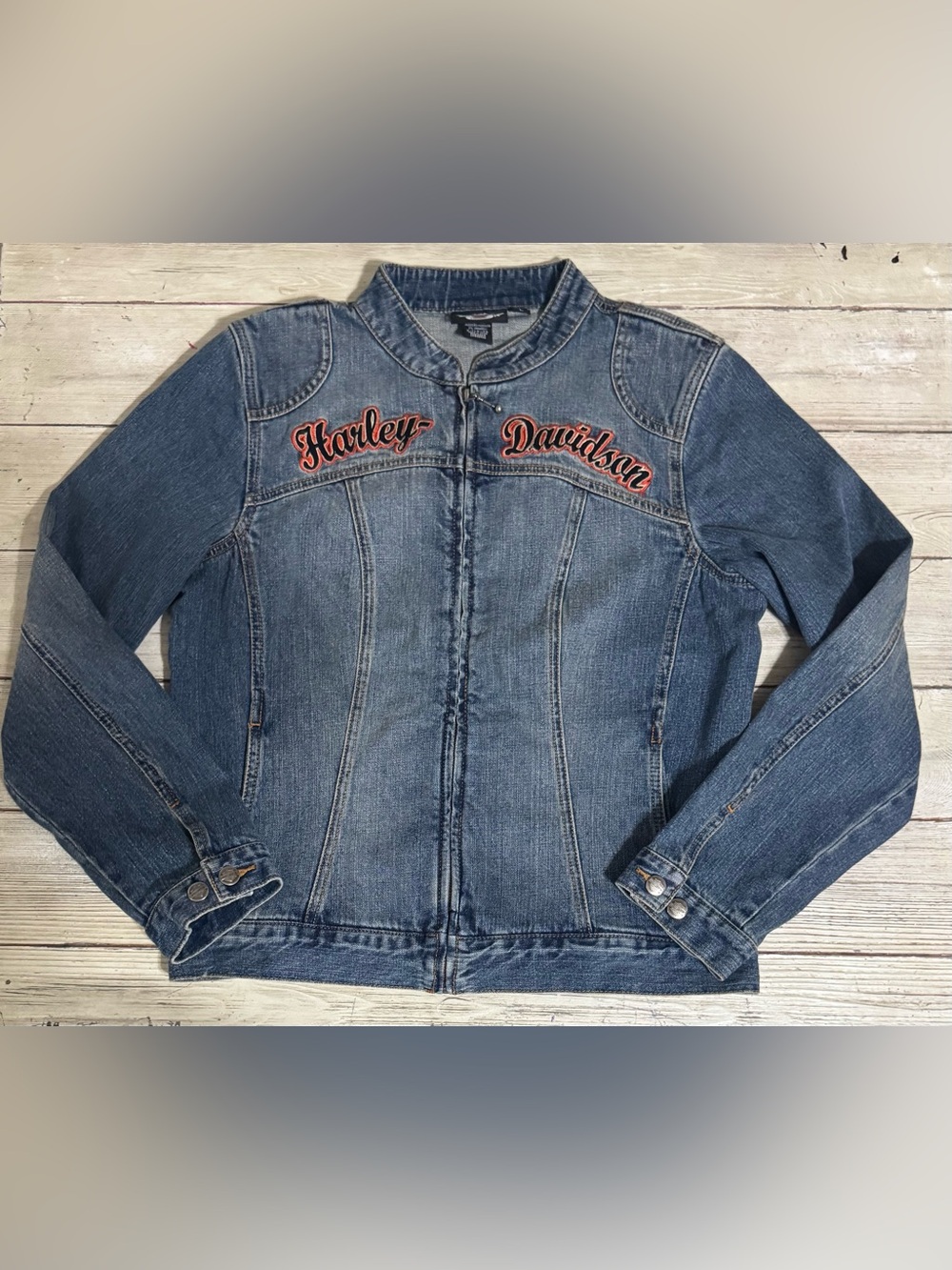 Vintage Harley Davidson denim jean jacket Women’s Large